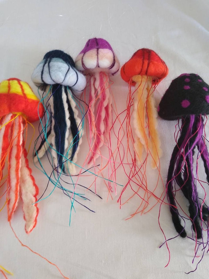 Hanging needle felt jellyfish inspired by sea nettle Etsy