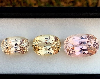 Natural Kunzite Loose Gemstones Set , Rare Golden peach Color - 46.80 Carats