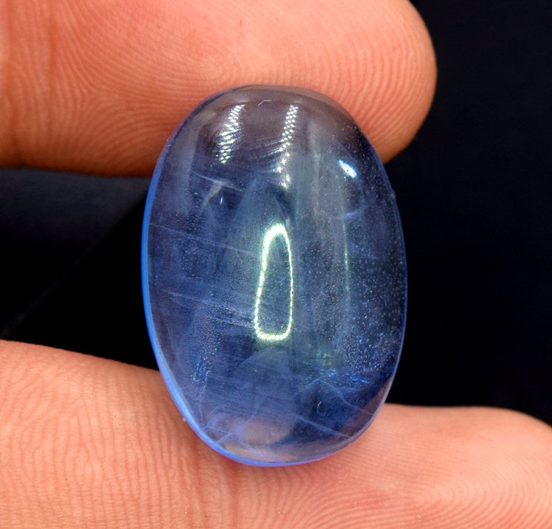 Cat's Eye Aquamarine Cabochon Gemstone Navy Blue Color Etsy