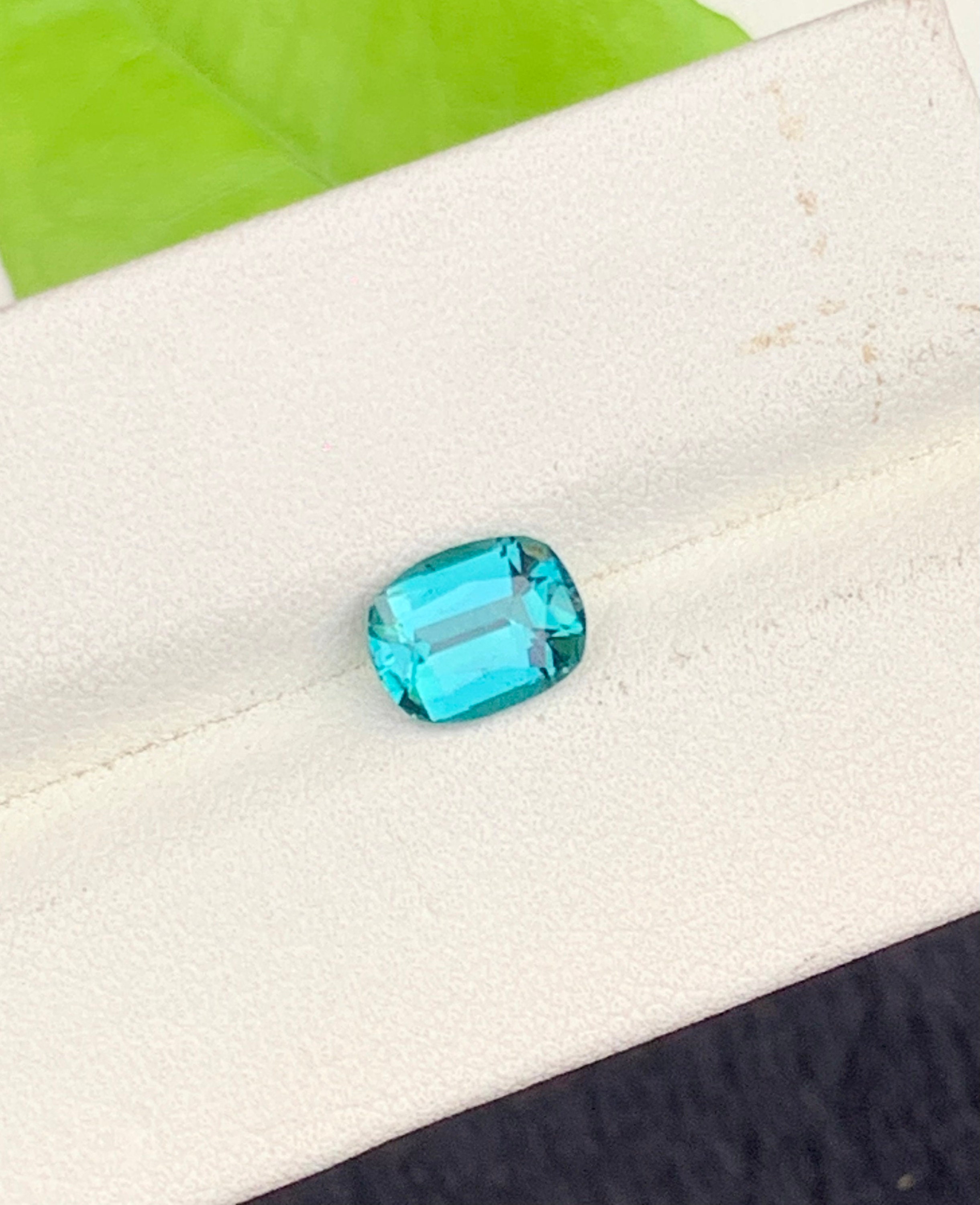 Neon Blue Tourmaline Gemstone: 1.50 CT Cushion Cut Stone