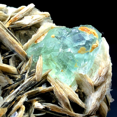 Natural Fluorite Crystal shops With Muscovite Mica Specimen From Pakistan - 101 Gram - 56*46 mm
