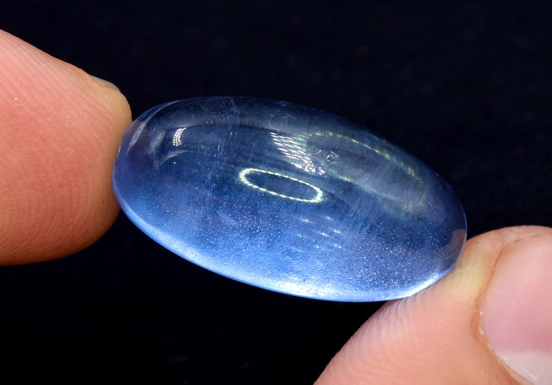 Cat's Eye Aquamarine Cabochon Gemstone Navy Blue Color 17.90 Carats Etsy