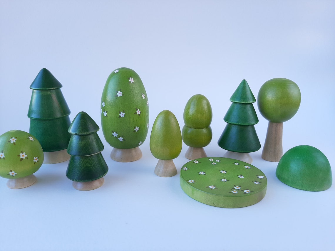 Wooden Tree Toy Set Woodland Trees Playset Forest toy Etsy