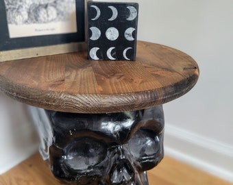 Hand-painted Moon Phases Pagan Witchy Halloween Samhain Wood Block Tiered Tray Shelf Filler