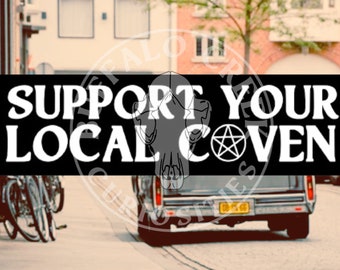 Support Your Local Coven Pentagram 11.5 x 3 Bumper Sticker