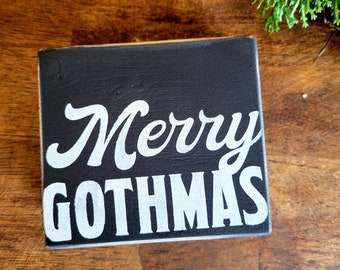 Merry Gothmas 4 x 3.5 Reclaimed Distressed Wood Block Christmas Cryptmas Witchmas Hexmas Tiered Tray Shelf Filler