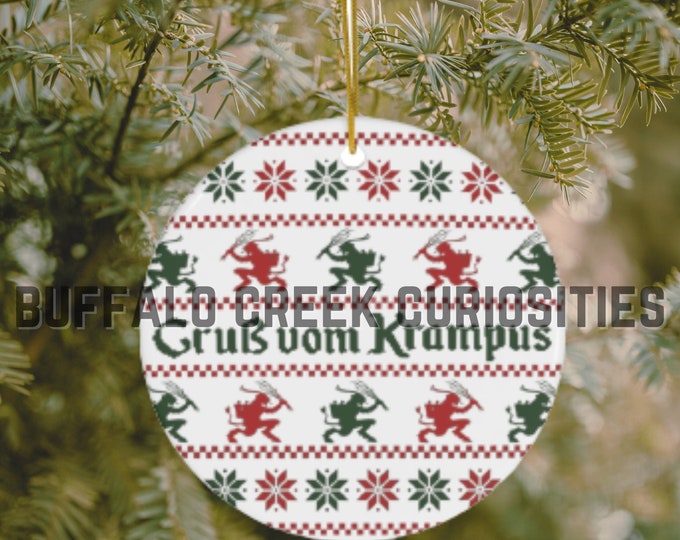 Gruß vom Krampus Ugly Christmas Sweater Design 2.76" Ceramic Cryptmas Ornament