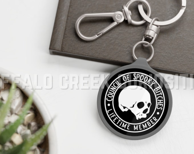 Council of Spooky Bitches Lifetime Membership Skull Logo Morbid Motivational Keyring Tag Key Chain