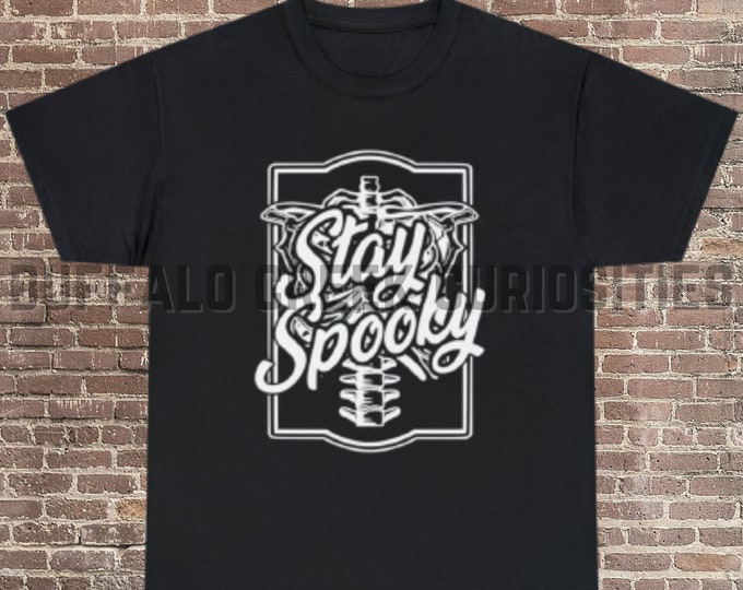 Stay Spooky Rib Cage Badge Morbid Motivational Halloween Spooky October Skeleton Bones Toddler Short Sleeve Tee