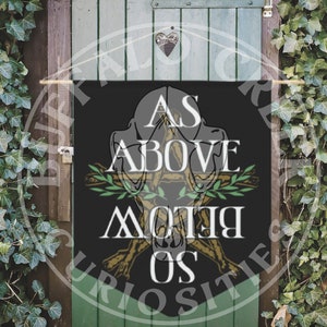 As Above So Below Pentagram And Laurel Hanging Pennant Pagan Door Hanger