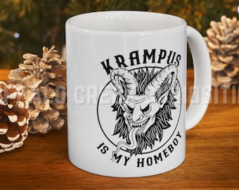 Krampus Is My Homeboy Krampusnacht Christmas Holiday Yule Pagan Morbid Motivational Morning Brew White Ceramic Mug 11oz