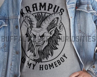 Krampus Is My Homeboy Christmas Holiday Yule Pagan Unisex Heavy Cotton Tee