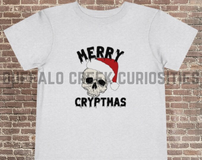 Merry Cryptmas Santa Skull Yule Spooky Christmas Toddler Short Sleeve Tee