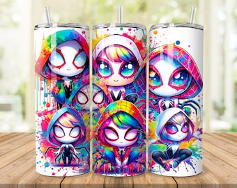 Aranha Gwen Tumbler Wrap 20 onças PNG