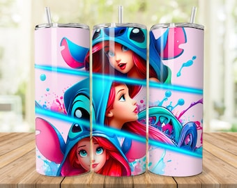 Stitch Ariel little mermaid Tumbler PNG Digital download 20oz