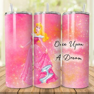 Once upon a dream sleeping princess Tumbler wrap PNG sublimation
