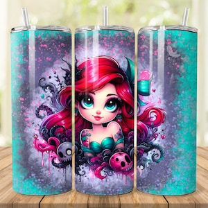 Goth Mermaid, tumbler wrap, png, download, sublimation