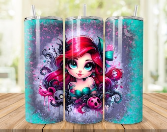 Goth Mermaid, tumbler wrap, png, download, sublimazione