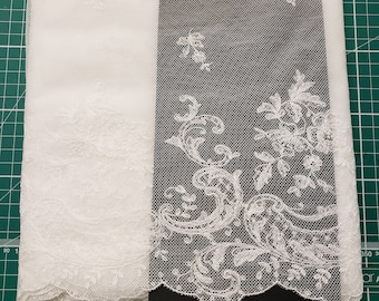 3009 c Nottingham Lace embroidered  100% cotton flouncing 23 cm design