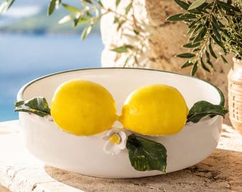 Schale Zitronen gelb Limone Porzellan Deko 250ml Dekoschale 18x8cm Zitronendeko Obst Lemon Früchte Partydeko Gestecke Limone