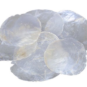 Pack of 100 mother-of-pearl discs capiz discs 5-7 cm mother-of-pearl discs natural white TABLE CARDS name cards shell discs capiz round maritime decoration image 1