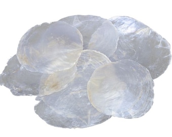 100 discos de capiz de nácar, 5-7 cm, blanco natural, para tarjetas de mesa, tarjetas de nombre, conchas de capiz redondas, decoración náutica