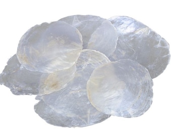 Pack of 100 mother-of-pearl discs capiz discs 5-7 cm mother-of-pearl discs natural white TABLE CARDS name cards shell discs capiz round maritime decoration