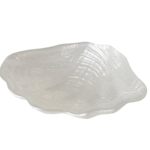 Saboneteira decorativa concha 15x10x4cm branca tigela decorativa XL tigela concha b257 tigela de vidro marítimo tigela anel decoração banheiro concha XL