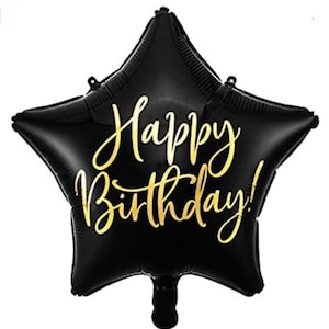BALLOON Star HAPPY Birthday black gold colors XL 40 cm Birthday Decoration Balloons Foil Balloons Helium Balloons Decoration Birthday Decoration