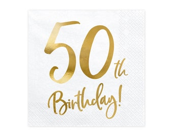 20 napkins 50th birthday gold party decoration paper napkins decorations birthday party 33 x 33 cm table decoration 50th Birthday napkins table decoration