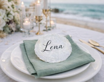 20 discos de nácar de 9-13 cm, discos de nácar de concha de Capiz XXL, tarjetas de mesa blancas naturales, tarjetas de nombre, discos de concha, etiquetas de nombre con forma de concha.