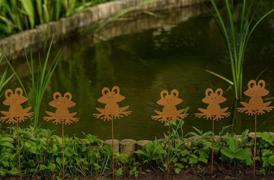 Froschkönig Garten-Deko-Stecker Aus Metall – Rustikaler Hingucker Für Beet & Blumentopf