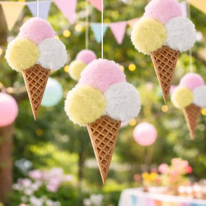 Eistüte 3er Eisdeko 25cm Hänger Schaufensterdeko Eiskugeln Strandeko Eiskugel EIS Tüten 1 Stk Deko Eisladen Kindergeburtstag Sommerfest