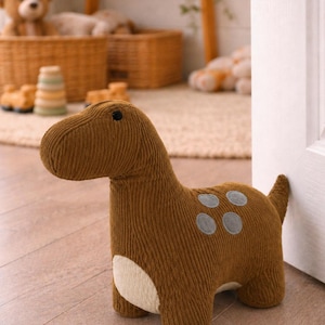Dinosaurie-dörrstopp - Brun - n095 Dörrstoppsdekoration 38 x 25 cm Barnrumsdörrstopp Dinosaurierumsdekor Presentdörrstopp Brachiosaurus-dinosaurier