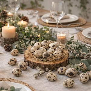 20 blown-out quail eggs, real eggs, quail Easter eggs, decorative eggs, Easter, natural decoration, crafting, wreath, arrangement, spring