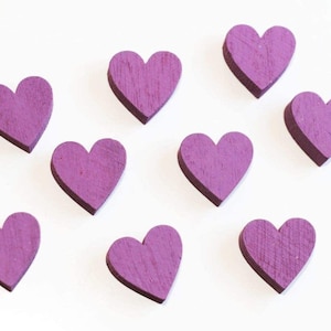 48 PCS Wooden Hearts PURPLE Natural Decoration Wedding Table Decoration Vintage Scattered Pieces Wooden Hearts Wooden Heart Decorative Hearts Scattered Heart Purple