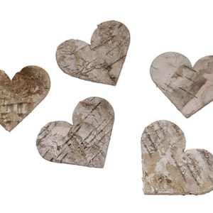 Pack of 80 birch hearts 4 cm decorative hearts 40 mm birch bark wedding decoration birch natural decoration country house wedding table decoration bark hearts wooden hearts image 6