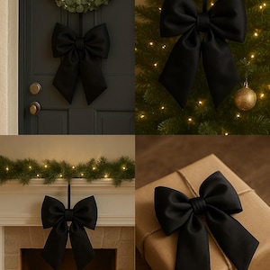 Weihnachthänger Schleife XXL schwarz 27x25cm Christbaumkugel b959 Weihnachtskugeln Christbaumschmuck Hänger Textilschleife Anhänger