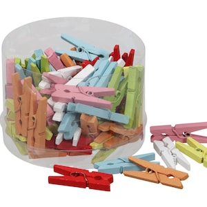 Lot de 72 pinces 3 cm colorées, petites pinces pour travaux manuels, pinces en bois, scrapbooking, cartes, invitations, cadeaux de maternelle, décorations de Pâques, printemps