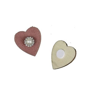 24 pcs decorative hearts old pink with pearl ornament 3.5 cm HEARTS Nostalgia Decoration Wedding decoration Table decoration Hearts Wooden hearts pink...