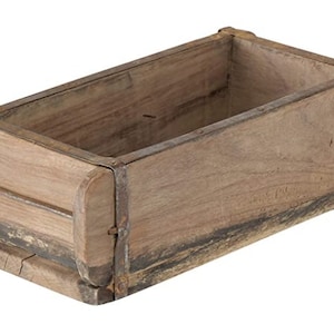 Brick Shape 32x15x10cm Plant Box Vintage Wooden Box Wooden Box with Metal Fittings Brown Brick Box Plant Box Shabby Chic