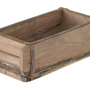 Brick Shape 32x15x10cm Plant Box Vintage Wooden Box Wooden Box with Metal Fittings Brown Brick Box Plant Box Shabby Chic