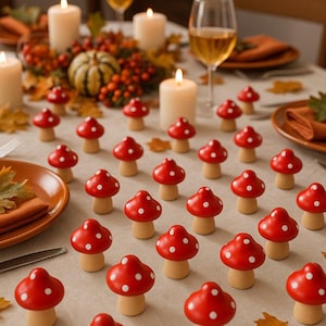 12 pcs fly agarics 2.2 cm mushrooms wooden fly agaric lucky charm decoration lucky mushrooms autumn decoration Christmas decoration table decoration decorative mushrooms wooden mushrooms