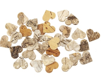 50 pcs birch hearts 2.5 cm decorative hearts made of birch bark wedding decoration birch natural decoration country house wedding table decoration bark hearts wooden hearts