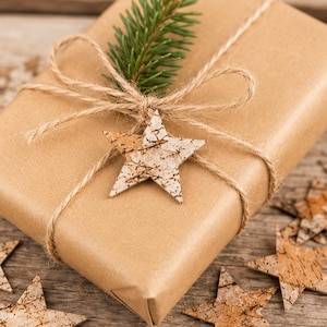 100 berkensterren, 4 cm, bruin, naturel, berkenbast, shabby chic, decoratieve sterren, kerstversiering, knutseldecoratie, houten sterren