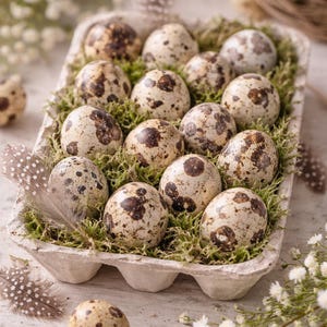 60 huevos de codorniz soplados, huevos reales, huevos de Pascua de codorniz, decoración, huevos de codorniz soplados, Pascua, decoración natural, manualidades, corona, arreglo, primavera