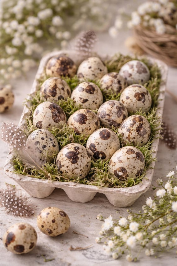 60 Stück Wachteleier ausgeblasen echte Eier Wachteln Ostereier Deko ausgepustete Wachteleier Ostern Naturdeko Basteln Kranz Gesteck Frühling