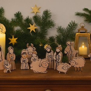 11 pc. Nativity scene figures set Nativity figures wooden figures for Christmas crib table crib Christmas decoration Christmas decoration nativity set