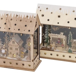 1 piece CHRISTMAS HOUSE 33 x 21 cm lighting TIMER Christmas decoration Christmas market illuminated houses no155 Christmas decoration lantern XMAS decoration