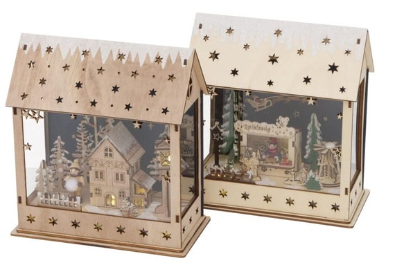1 Stk WEIHNACHTSHAUS 33x21cm Beleuchtung TIMER Weihnachtsdeko Weihnachtsmarkt beleuchtete Häuser no155 Weihnachten Deko Laterne XMAS Deko